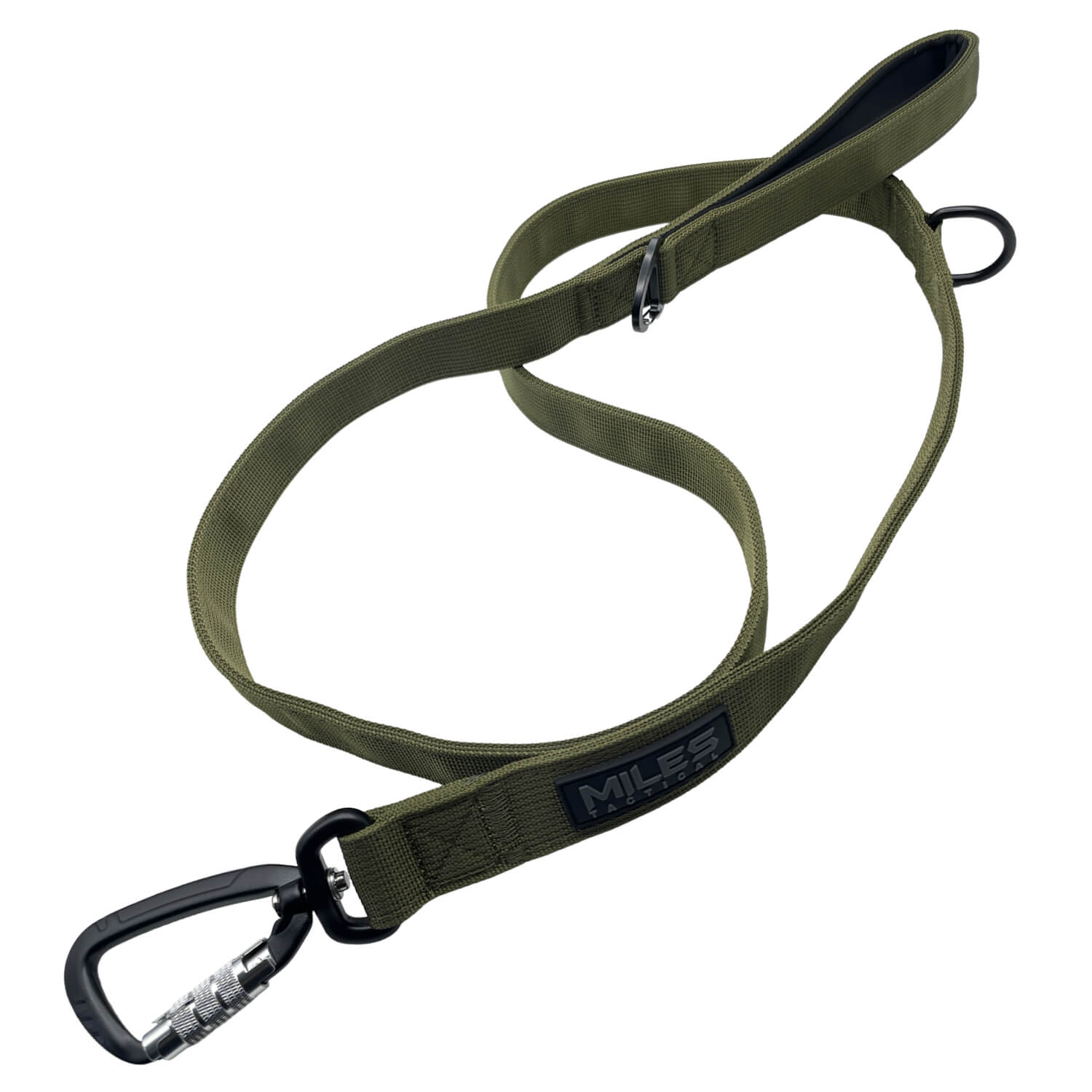 Tactical Dog leash with Carabiner 3 Layer Webbing OD Green
